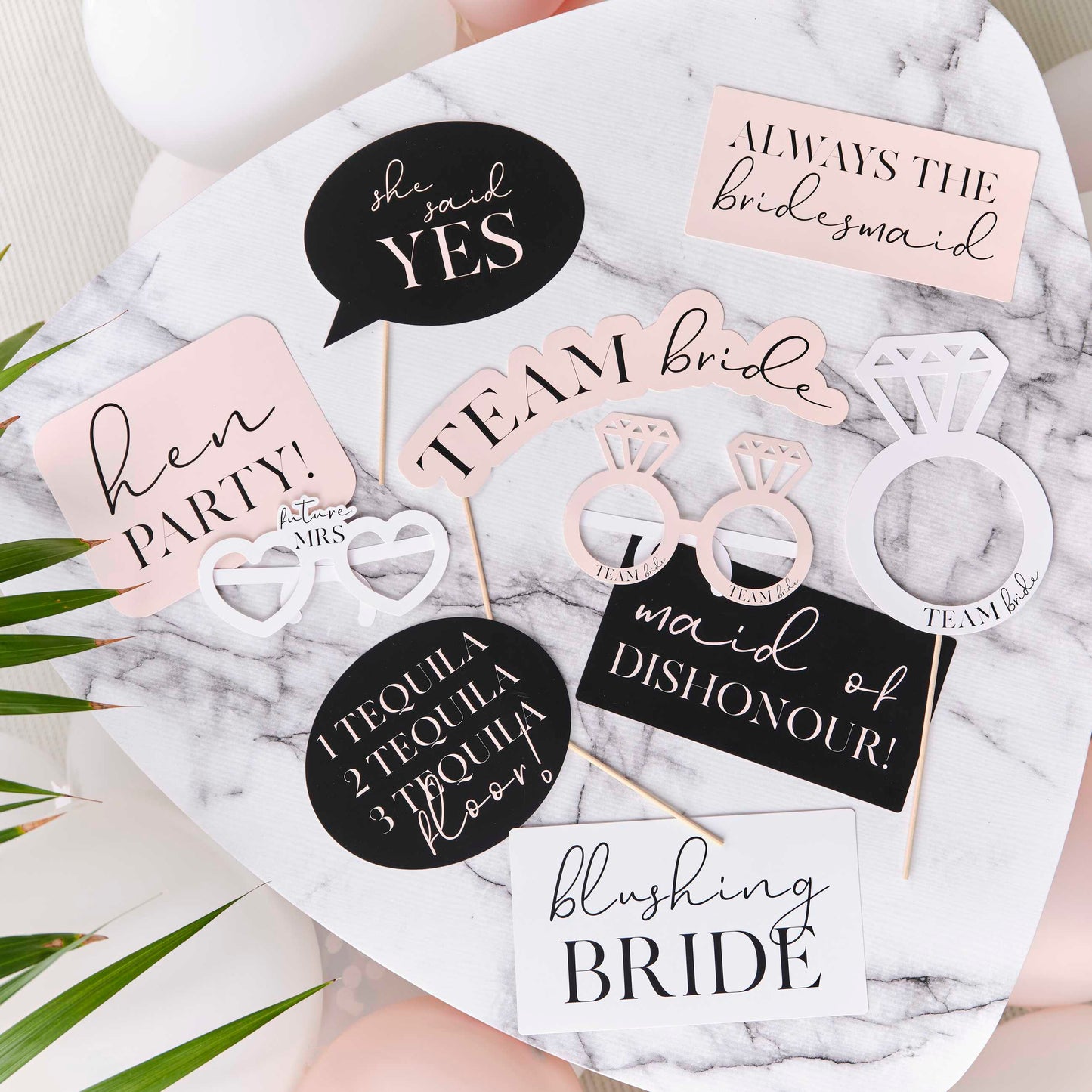 Pink, Black and White Hen Party Photo Booth Props