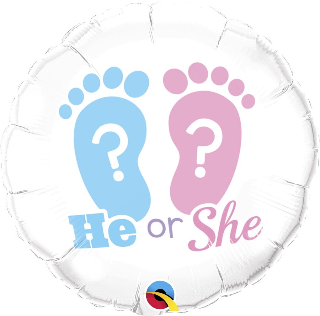 "He or She" Round Foil Balloon