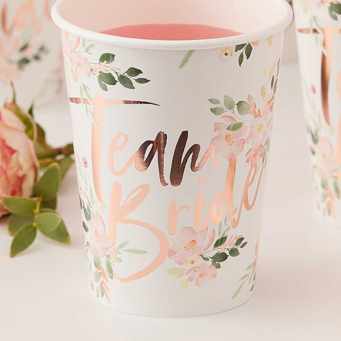 Floral Team Bride Cups 8pk