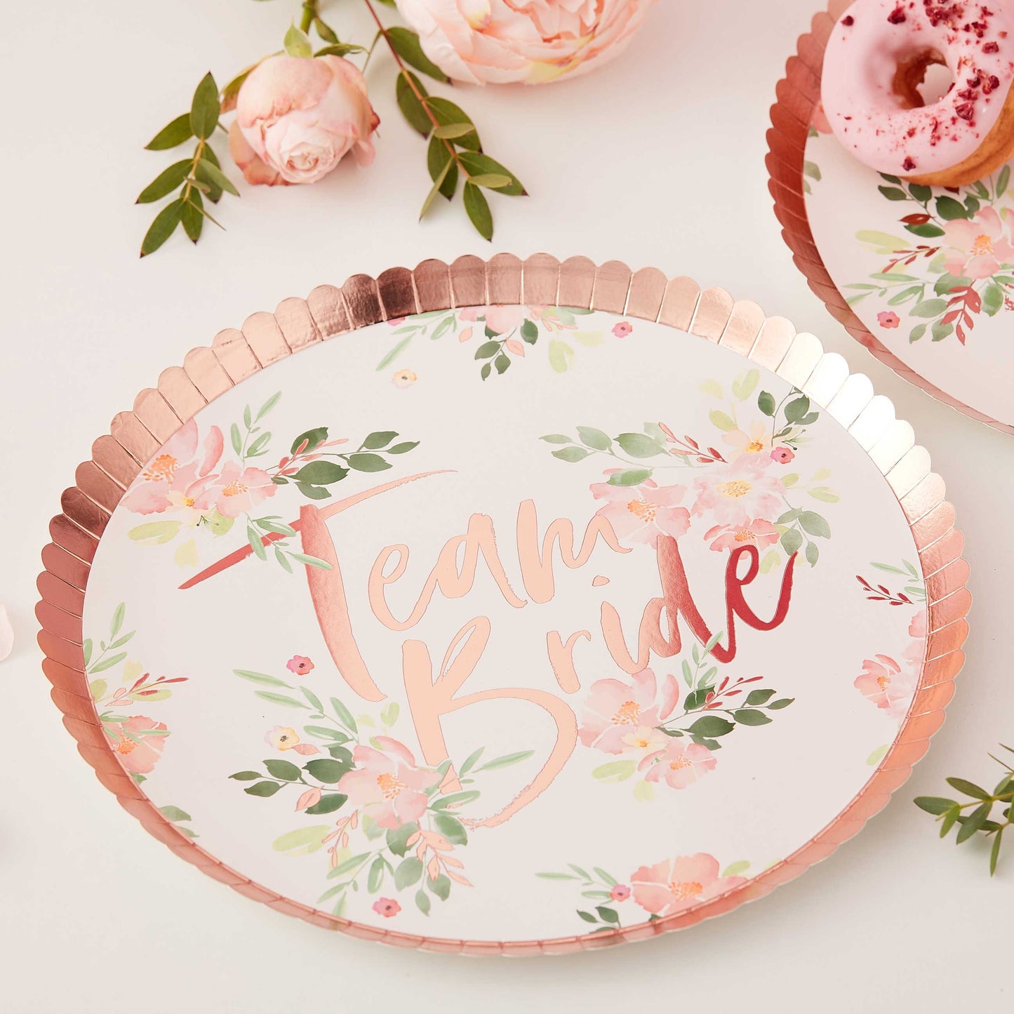 Team Bride Floral Plates 8pk