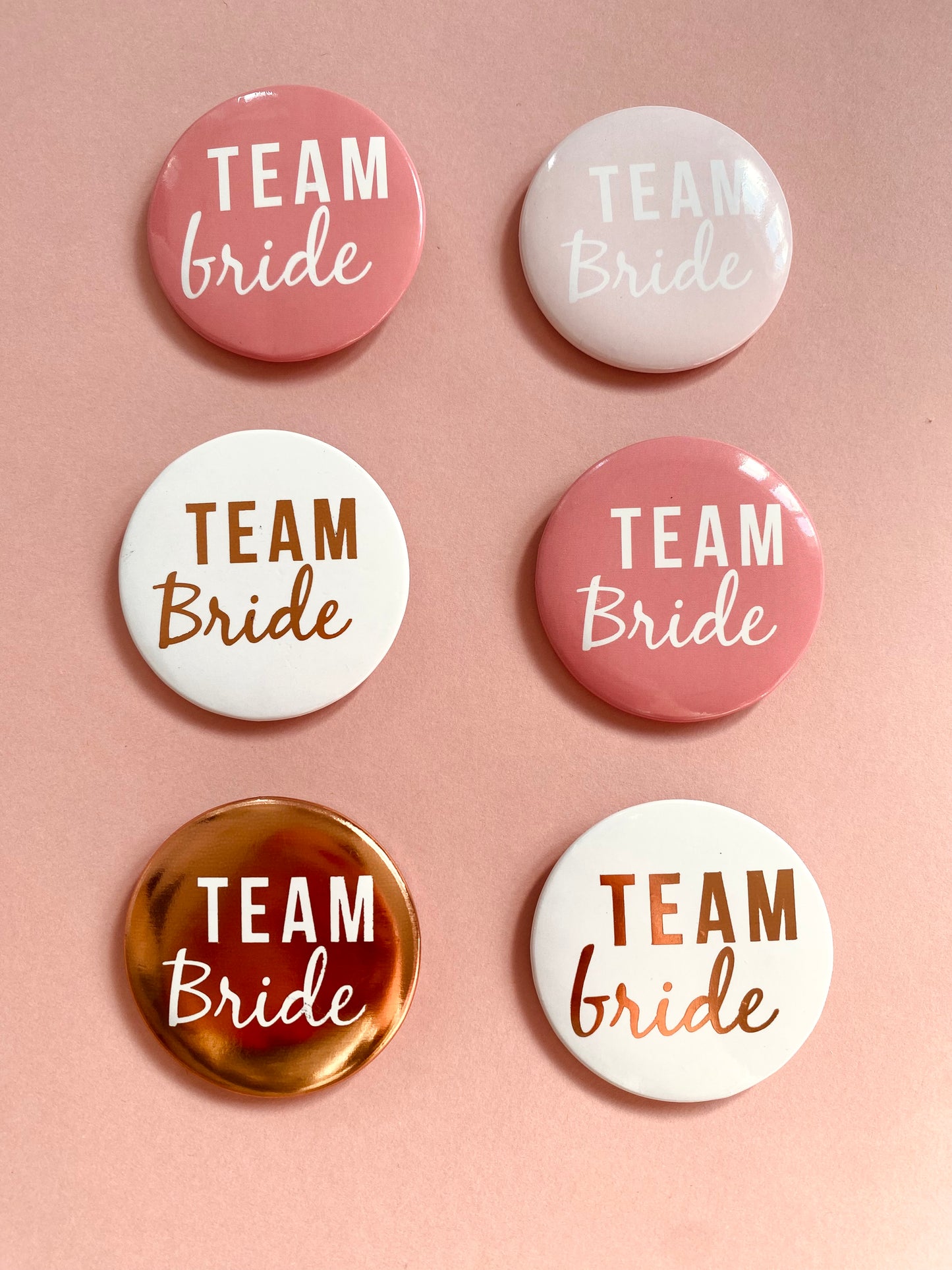 Team Bride Badges 6pc