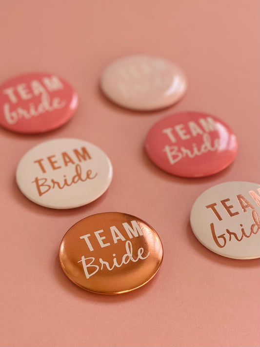 Team Bride Badges 6pc