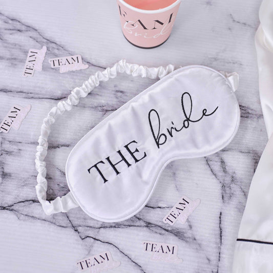 White Satin Bride Eye Mask